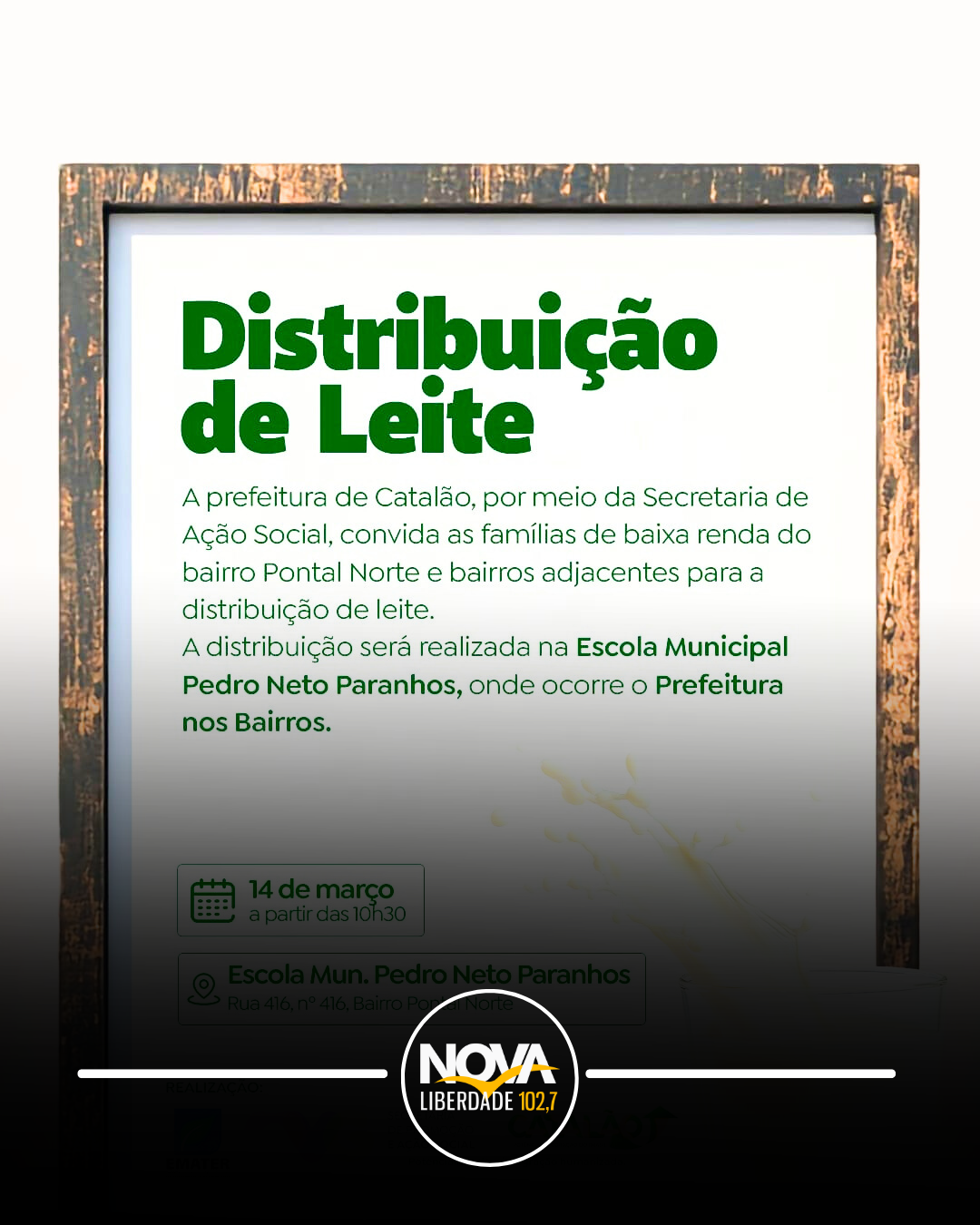 Distribuição de Leite no Pontal Norte! 🥛